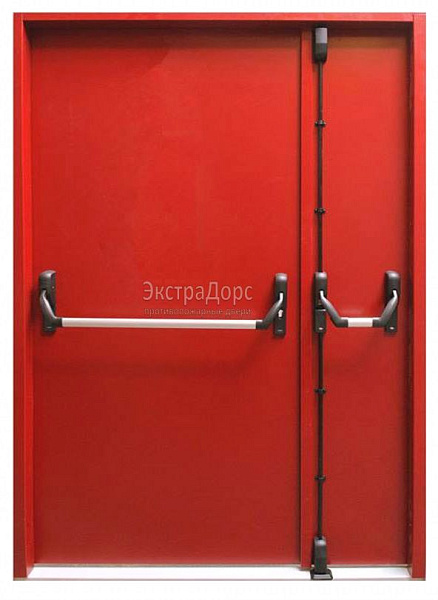 Противопожарная дверь EI 60 дымогазонепроницаемая красная с антипаникой в Мытищах  купить