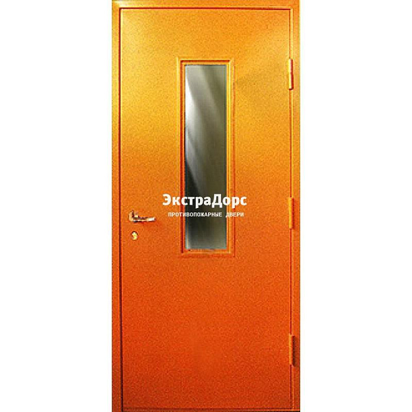 Противопожарная дверь анти-дым оранжевая со стеклом в Мытищах  купить