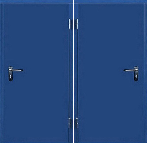Огнеупорная дверь в квартиру с порошковым напылением синяя