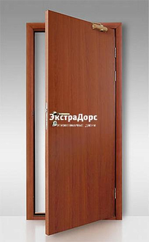 Противопожарная дверь однопольная с мдф орех с доводчиком