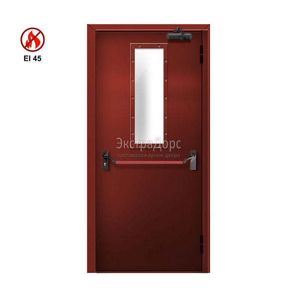 Противопожарная дверь EI 45 ДМП-01-EI45 ДП148 однопольная остекленная с антипаникой в Мытищах  купить
