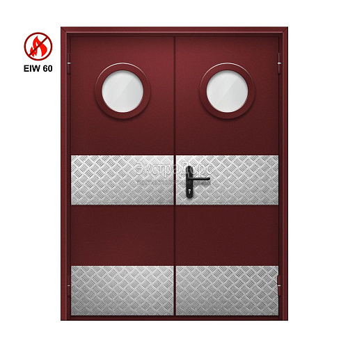Двупольная противопожарная дверь EIW 60 ДО-02-EIW-60 ДП77 двупольная остекленная
