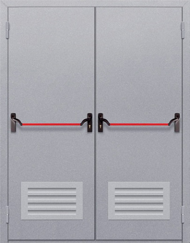 Дверь с выпадающим порогом противопожарная EI-60 двупольная с антипаникой