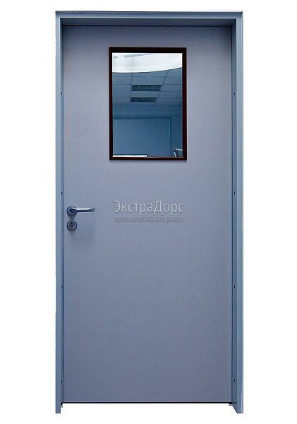Дверь противопожарная металлическая однопольная EI 30 газодымонепроницаемая со стеклом в Мытищах  купить